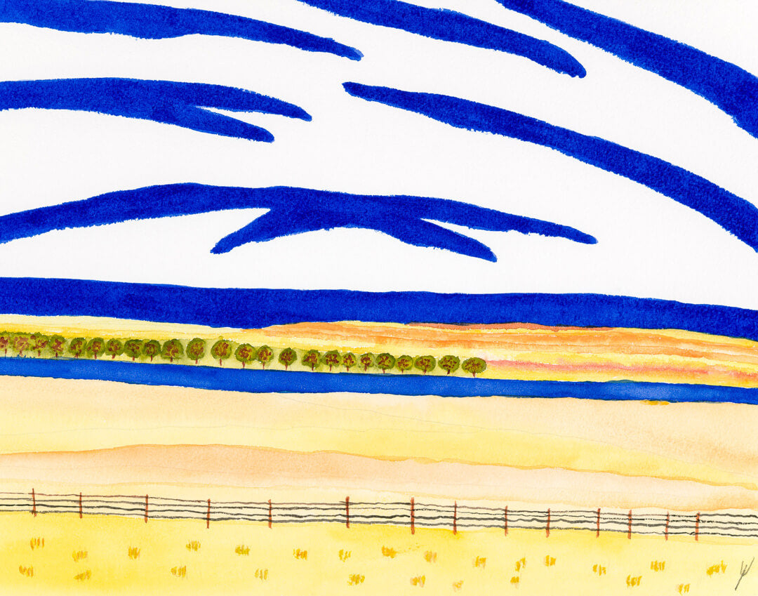 Missouri RIver Near Hensler, North Dakota - A Watercolor Painting by Bro Halff