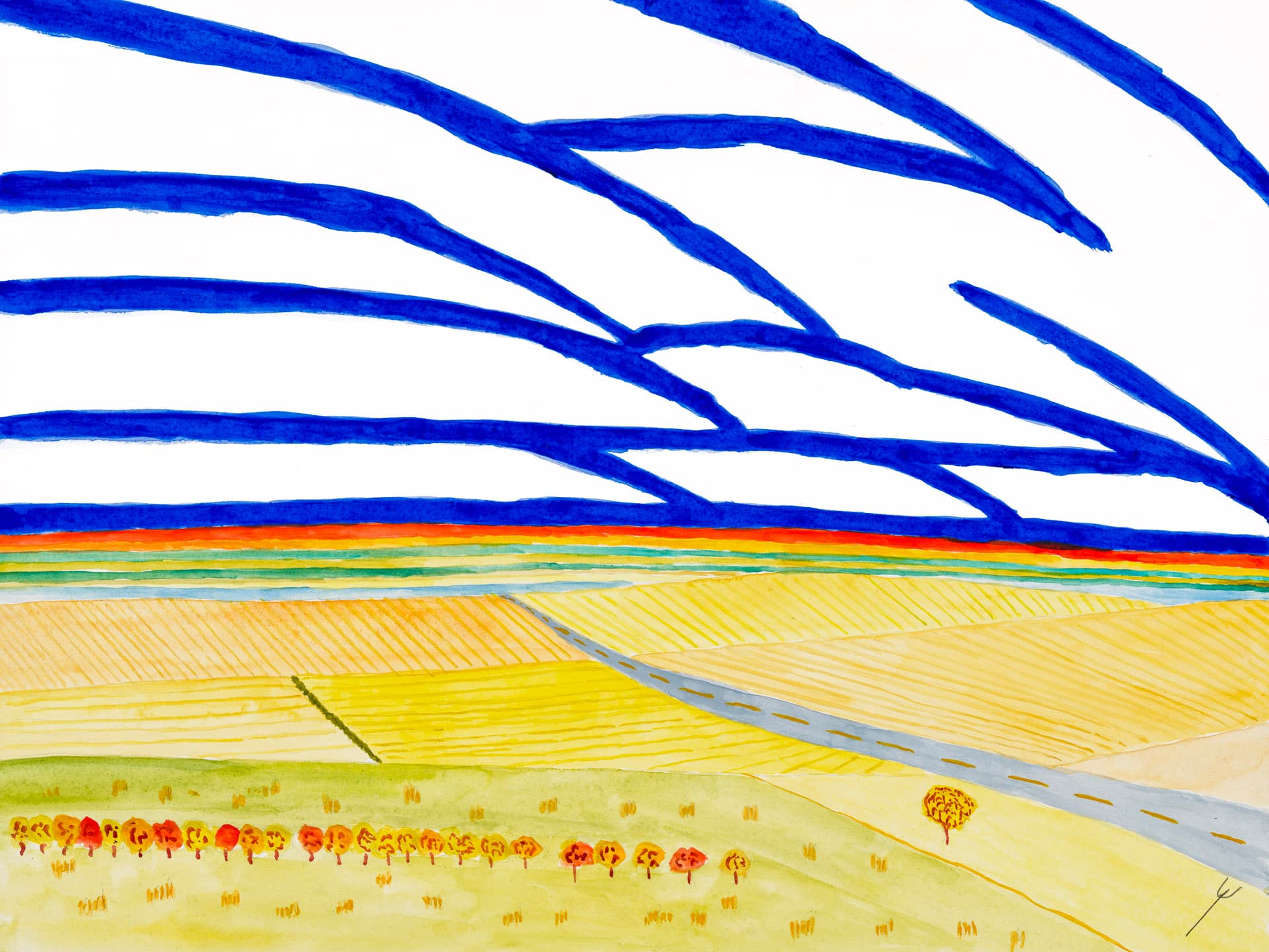 Road Through Autumn Fields, North Dakota