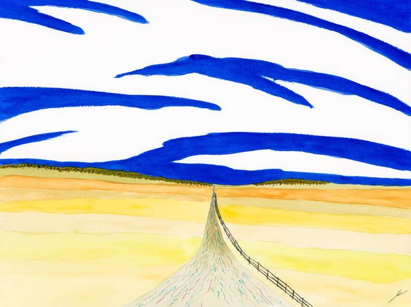 Road West, Oliver County, North Dakota - A Watercolor Painting by Bro Halff
