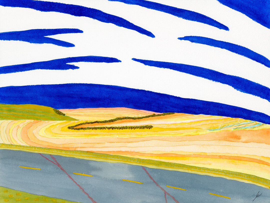 Rolling Fields, McLean County, North Dakota - A Watercolor Painting by Bro Halff