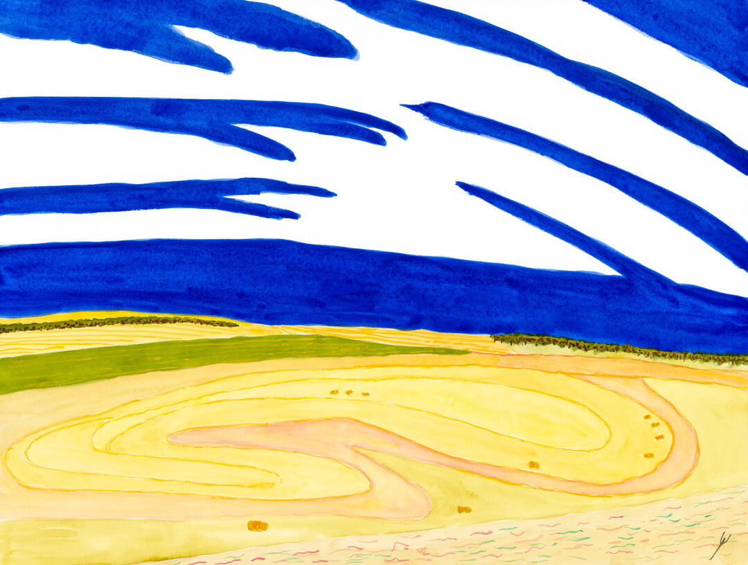 Roundabout Fields, Dunn County, North Dakota - A Watercolor Painting by Bro Halff