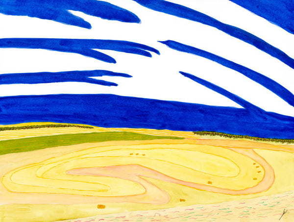 Roundabout Fields, Dunn County, North Dakota - A Watercolor Painting by Bro Halff