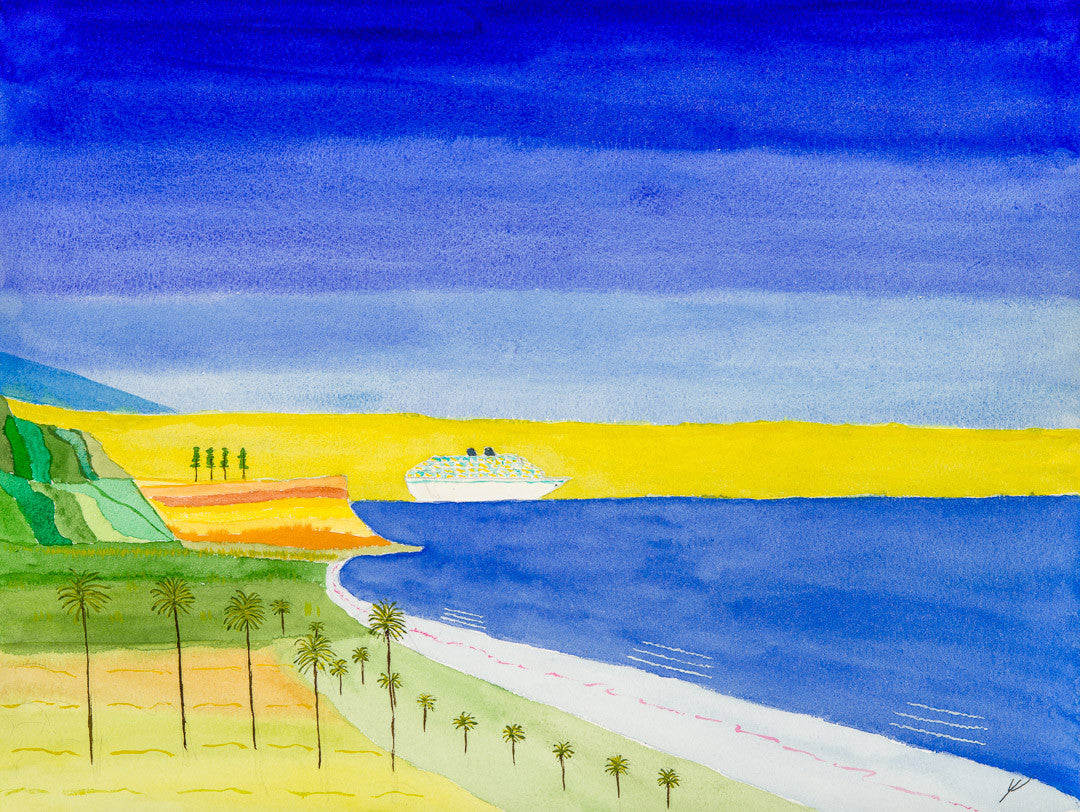 Cruise Ship Departing Kaua'i at Dusk