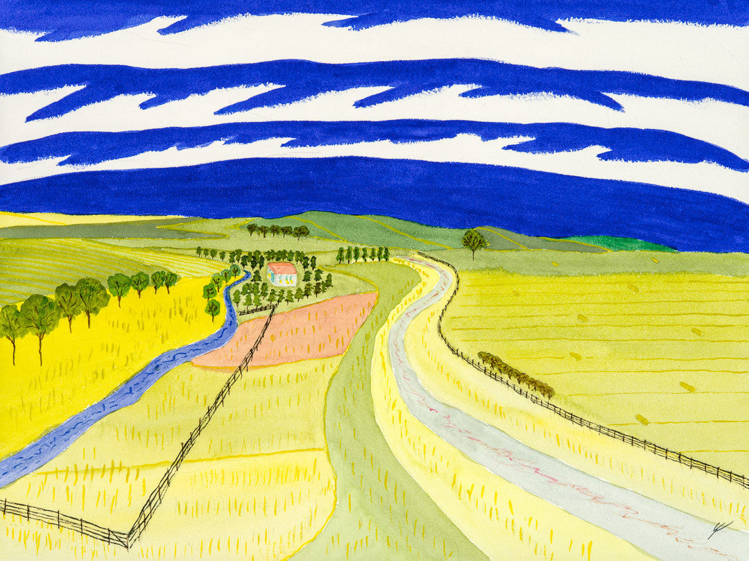 Farm Beside a Stream, North Dakota