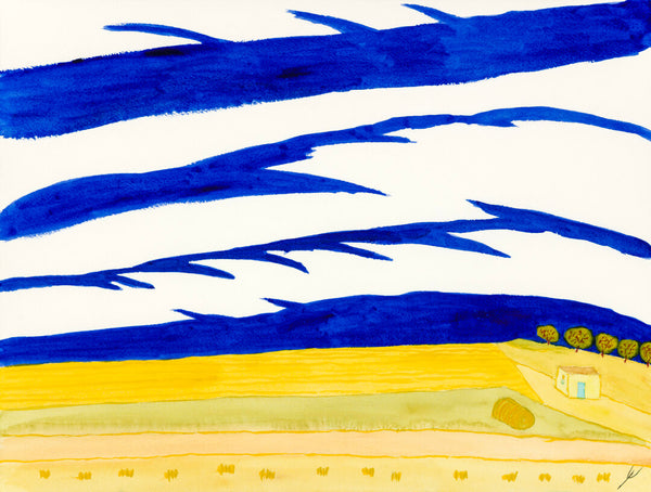 Fields and Hay Bale, Dunn County, North Dakota