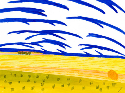 Hay Bale and Fields, McLean County, North Dakota