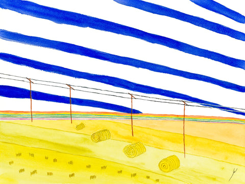 Hay Bales and Power Lines, North Dakota