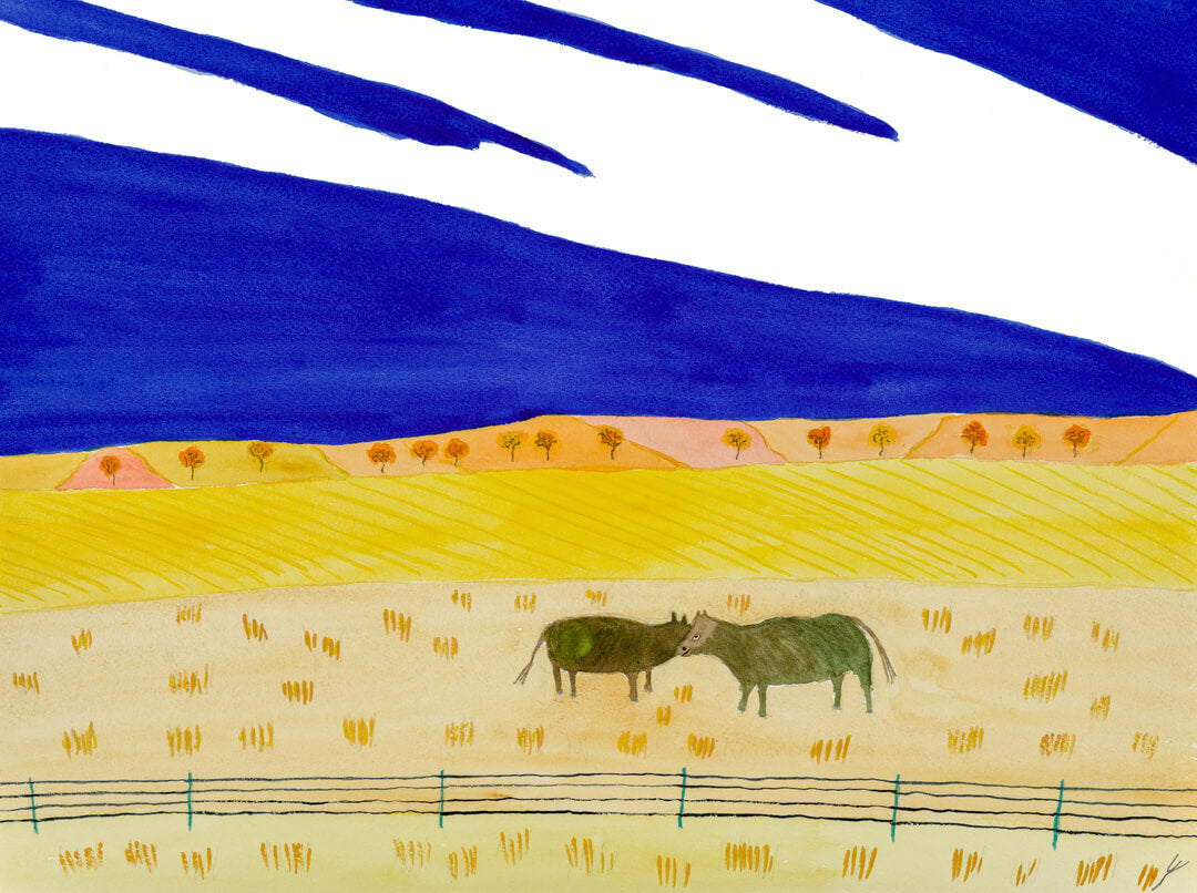 Two Cows in Autumn, North Dakota