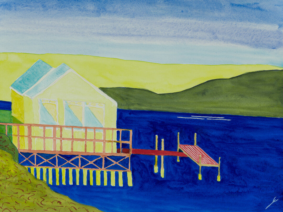 Yellow House on Tomales Bay, California